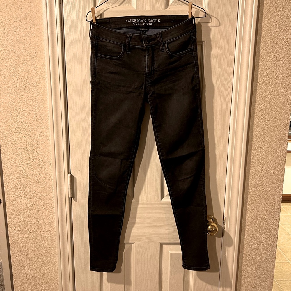 American Eagle black denim jeggings - slightly washed